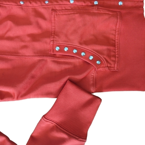 Coogi Y2K Angel Wings metallic studded red Knit hooded zip front jacket Sz M - Picture 5 of 12
